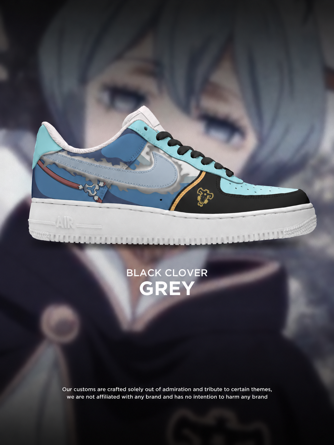 Black Clover Grey Design Shoes F1